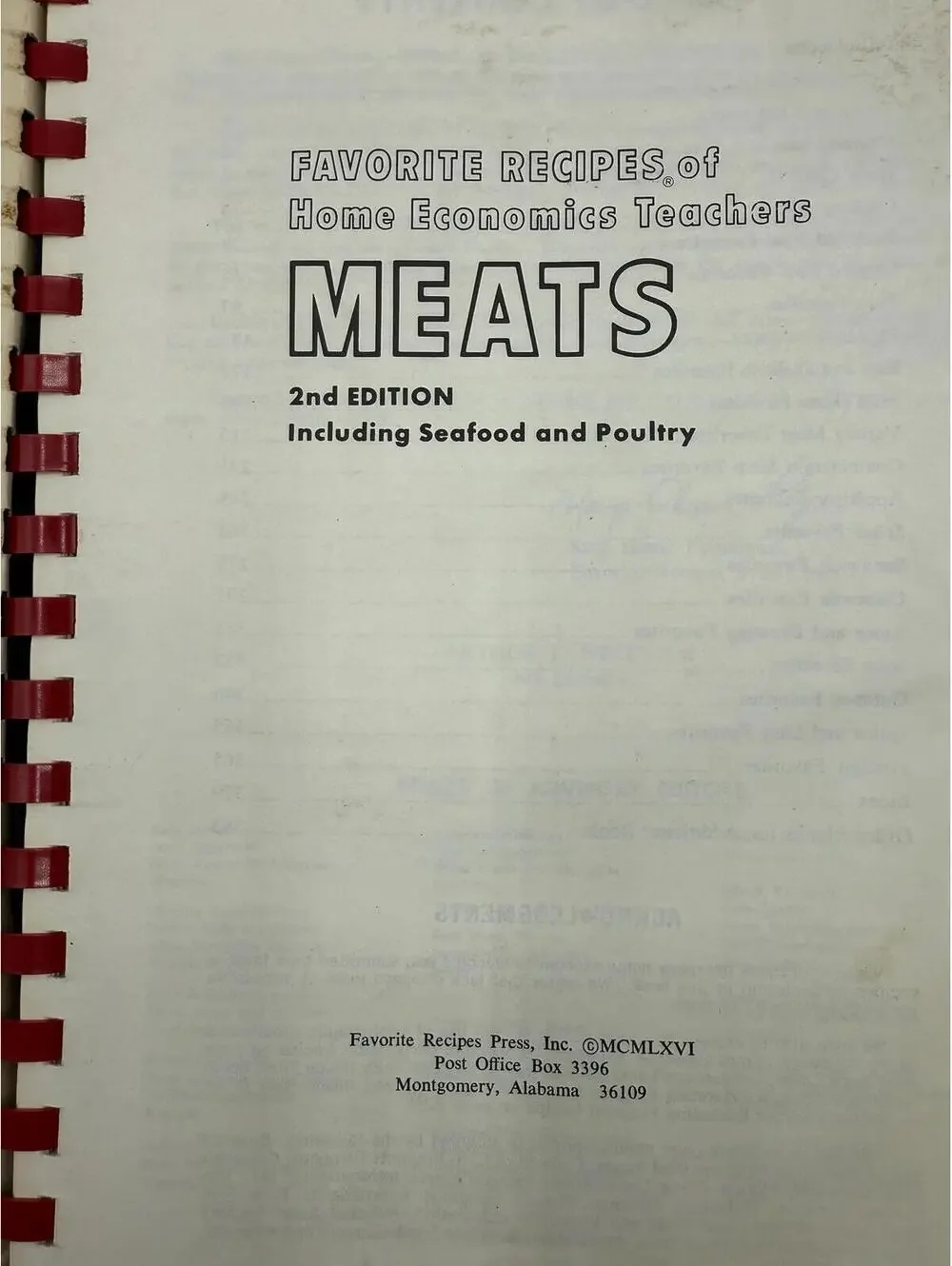 Vintage 60s Home Economics Teacher Favorites Cookbook, Our Favorite Meats, 2000